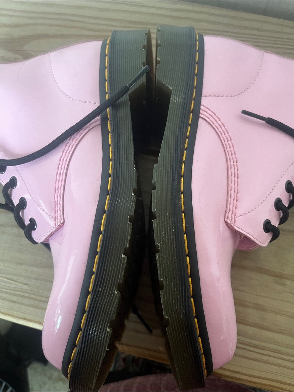 Dr. Martens Glossy Pink Lace-Up Combat Boots - Picture 6 of 13